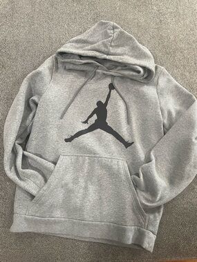 Jordan Grey Hoodie with Black Jumpman Logo